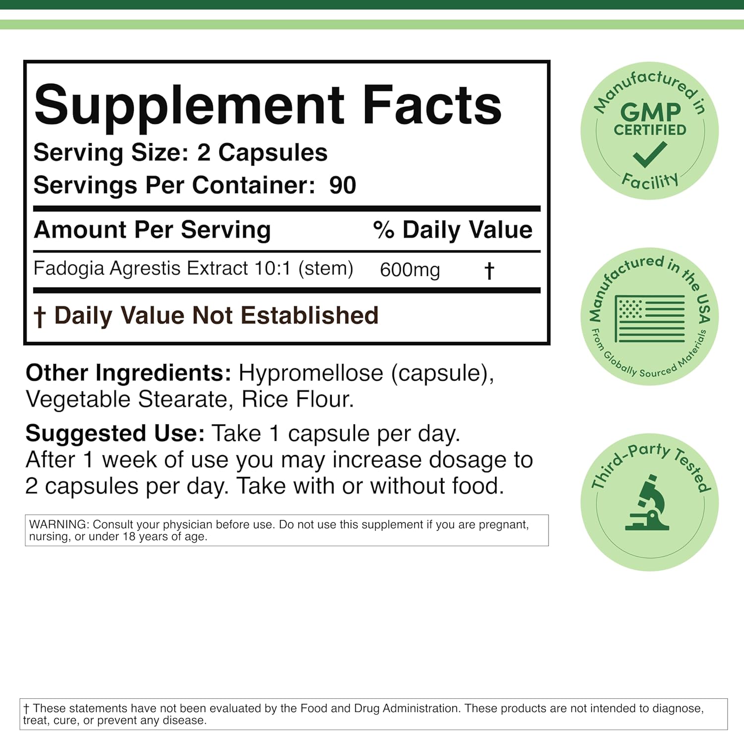 مکمل تقویت عملکرد مردان Double Wood Supplements مدل Fadogia Agrestis، 600 میلی‌گرم، 180 کپسول