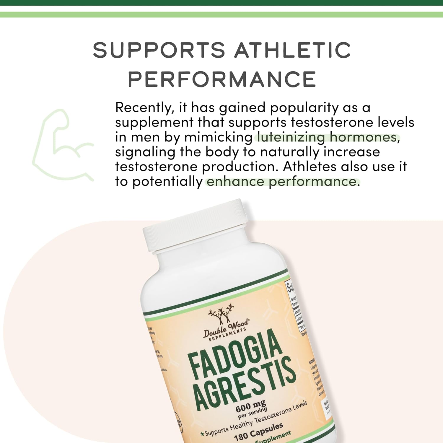 مکمل تقویت عملکرد مردان Double Wood Supplements مدل Fadogia Agrestis، 600 میلی‌گرم، 180 کپسول