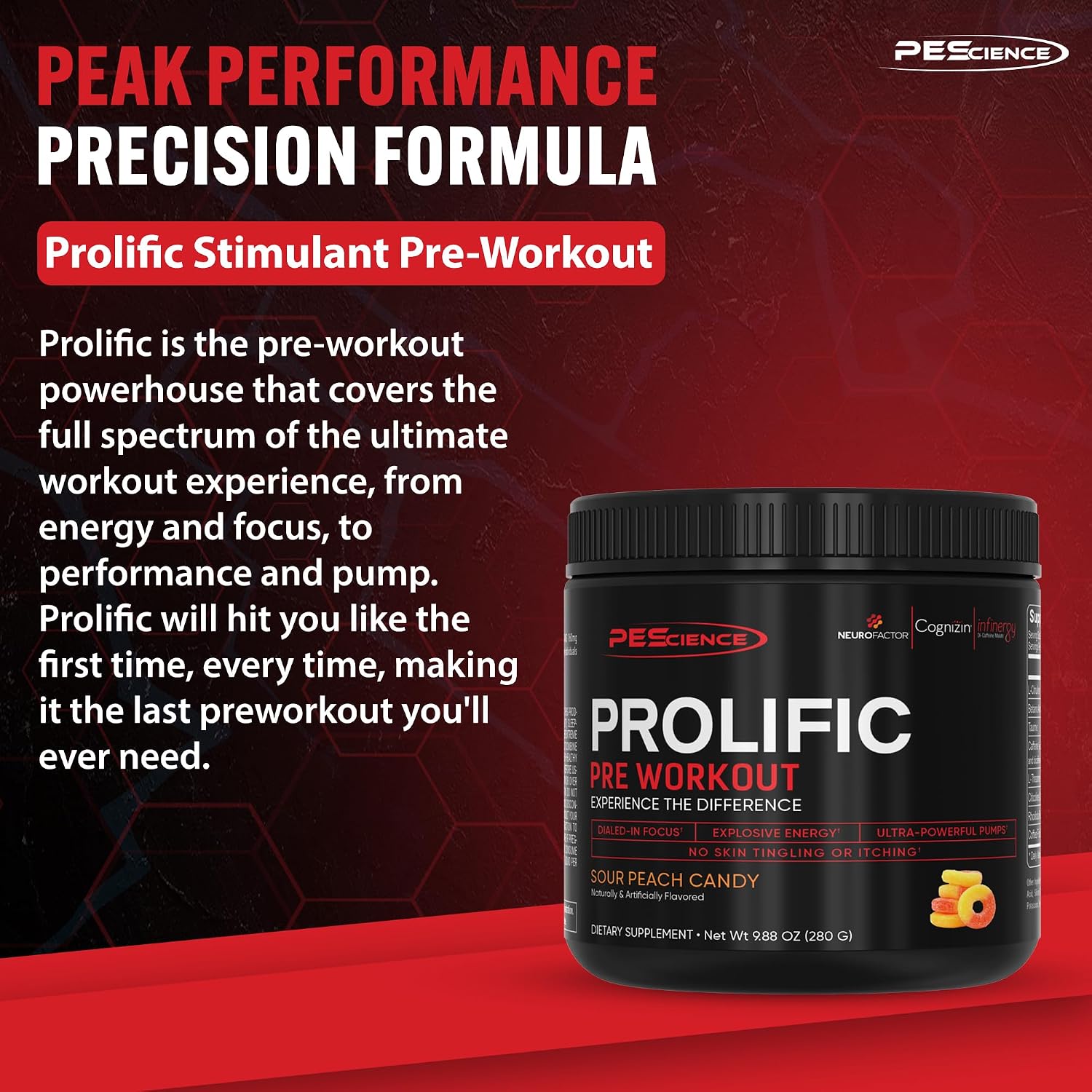 مکمل پری‌ورک‌اوت PEScience مدل Prolific، 40 پیمانه، طعم توت‌فرنگی و کیوی