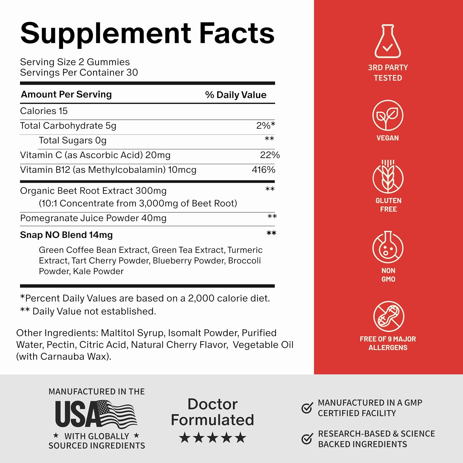 مکمل چغندر و تقویت نیتریک اکساید Snap Supplements، طعم انار