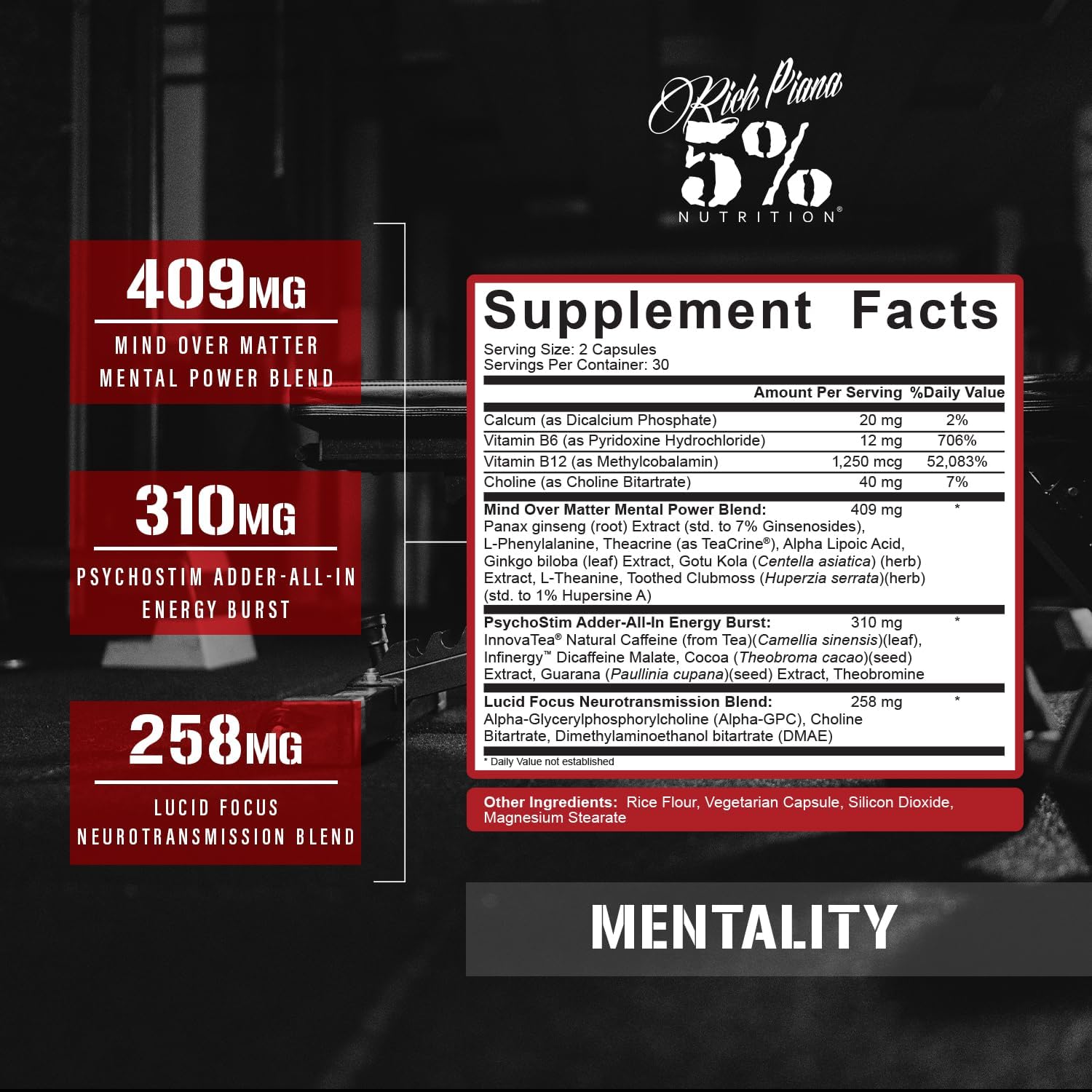 مکمل نوتروپیک حافظه و تمرکز 5% Nutrition مدل Mentality، 60 کپسول، 30 روز