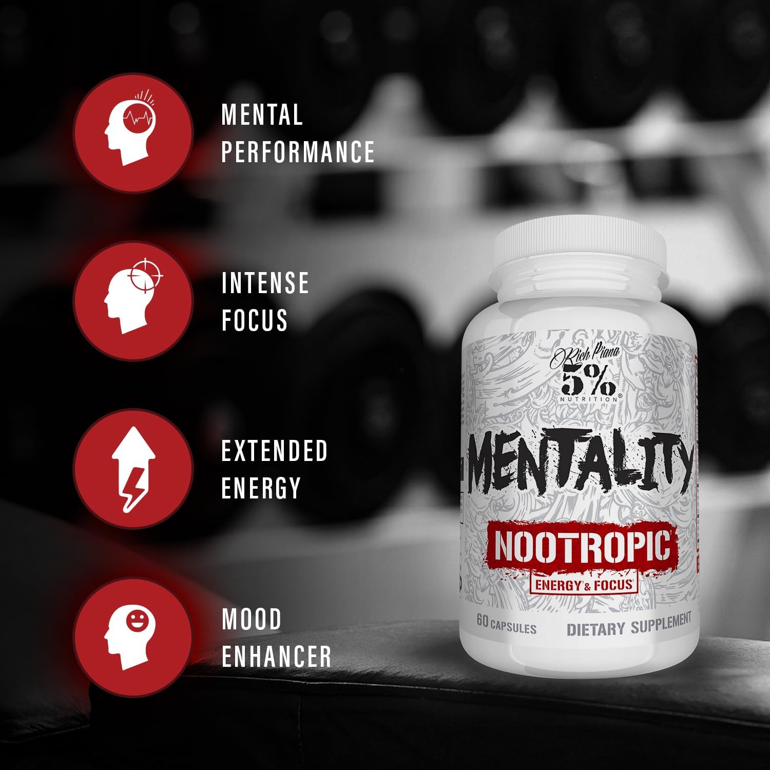 مکمل نوتروپیک حافظه و تمرکز 5% Nutrition مدل Mentality، 60 کپسول، 30 روز