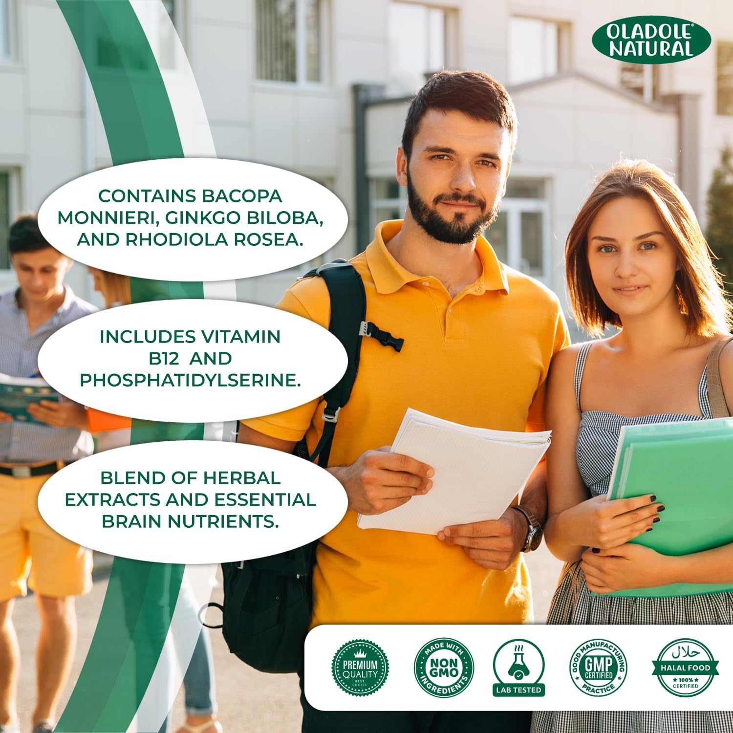 مکمل نوتروپیک حافظه و تمرکز Oladole Natural، 60 کپسول