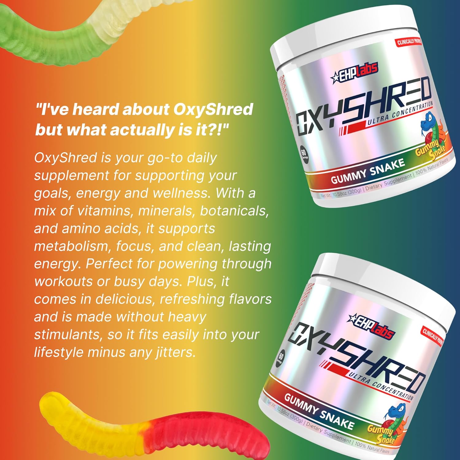مکمل پری‌ورک‌اوت EHP LABS مدل OxyShred، 60 وعده، طعم پاستیل مار