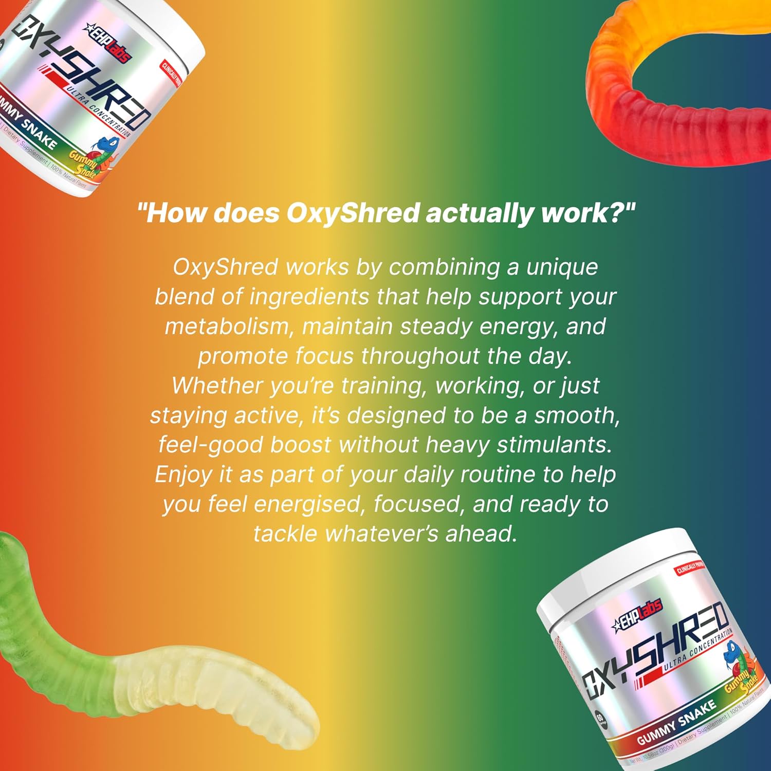 مکمل پری‌ورک‌اوت EHP LABS مدل OxyShred، 60 وعده، طعم پاستیل مار