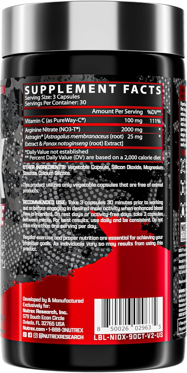 مکمل نیتریک اکساید و پمپ عضلانی Nutrex Research، 90 کپسول
