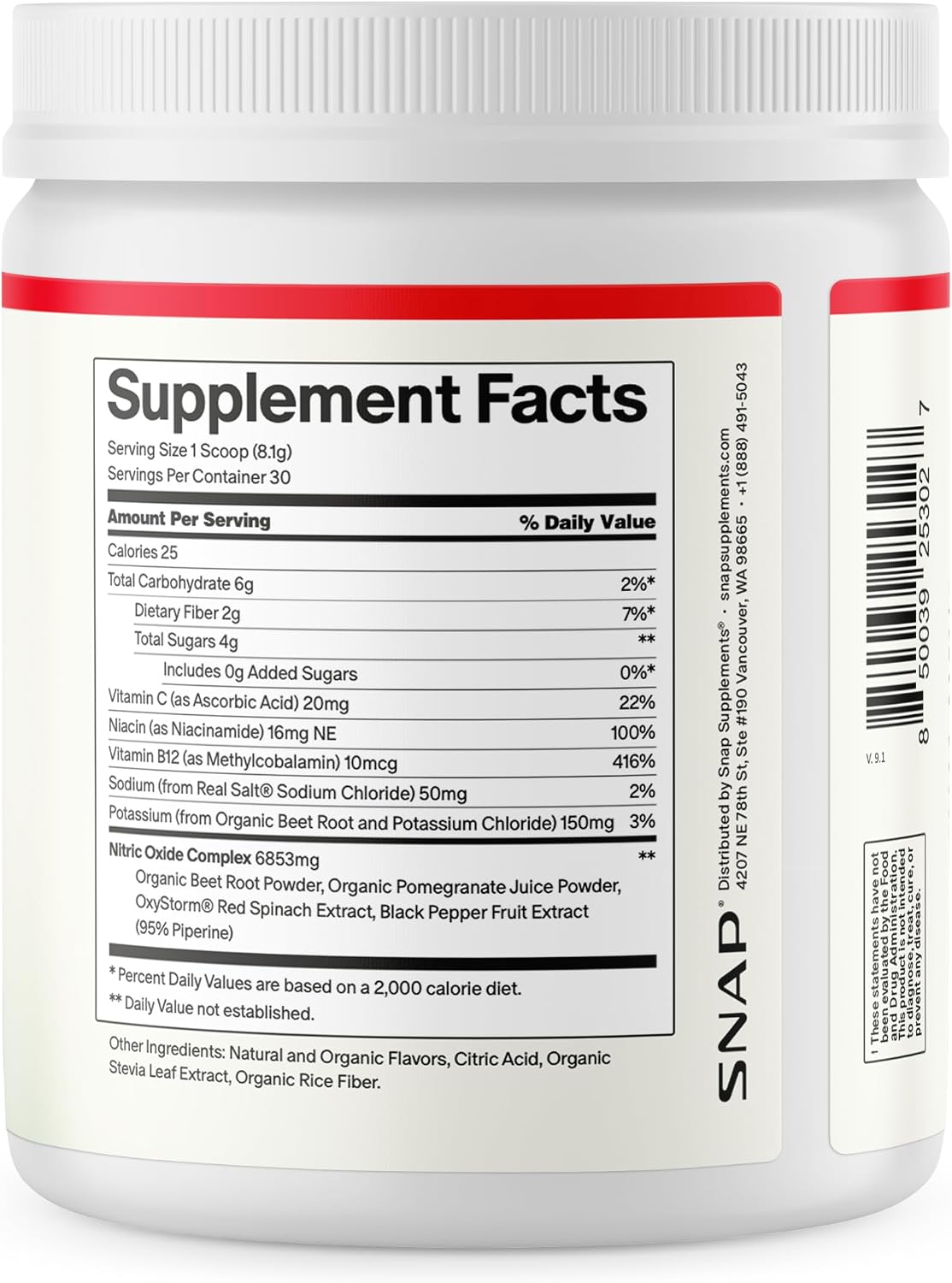 مکمل چغندر و تقویت نیتریک اکساید Snap Supplements، 30 وعده، طعم سیب