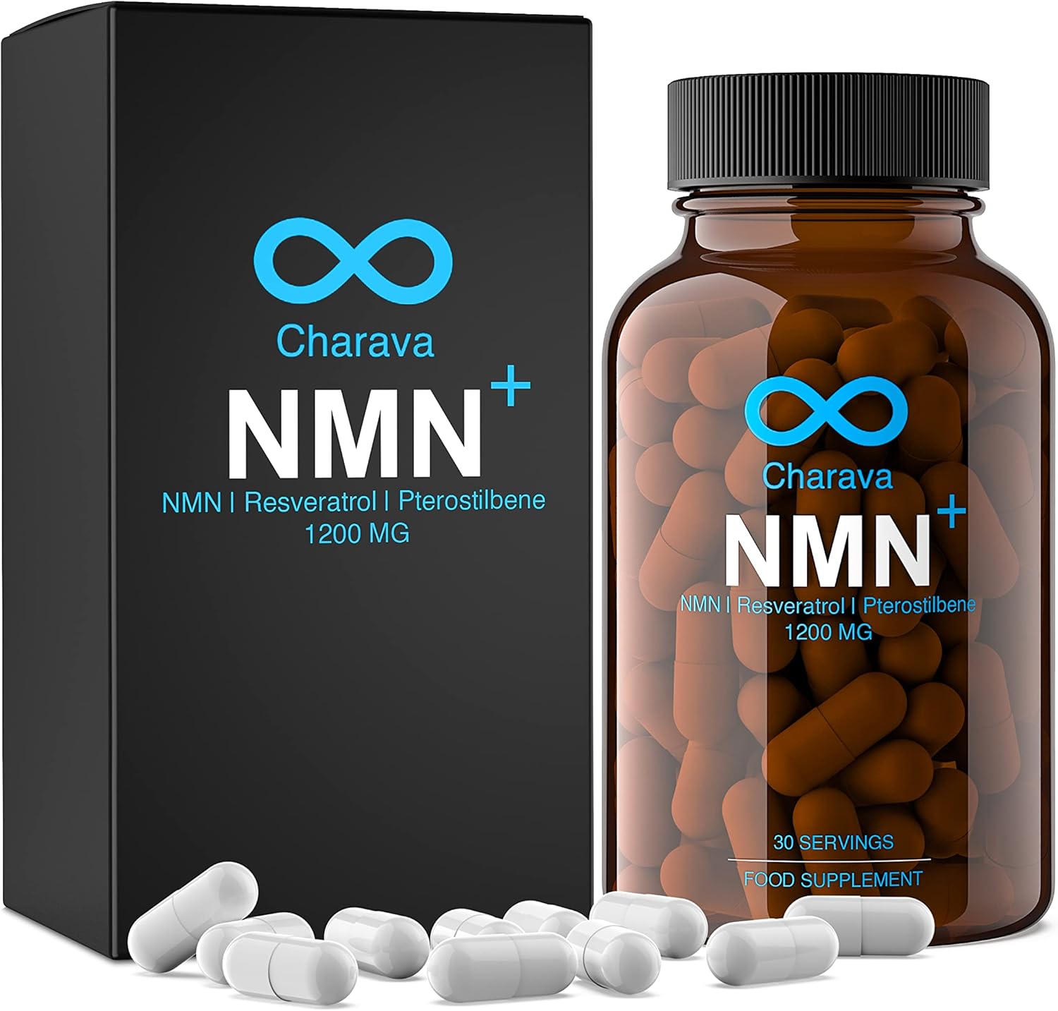مکمل NMN و پشتیبانی NAD+ Charava مدل NMN+، 1200 میلی‌گرم، 30 روز