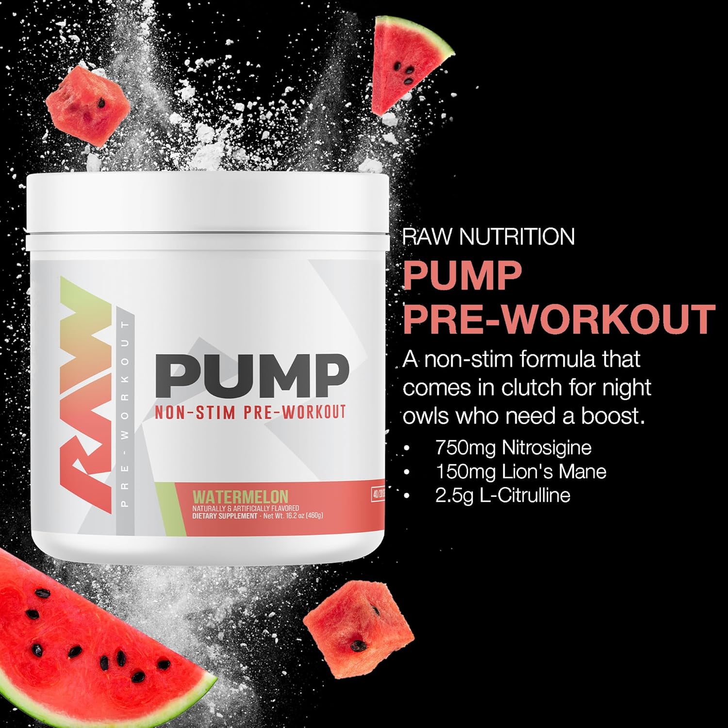 مکمل پری‌ورک‌اوت RAW مدل Pump، 40 وعده، طعم هندوانه
