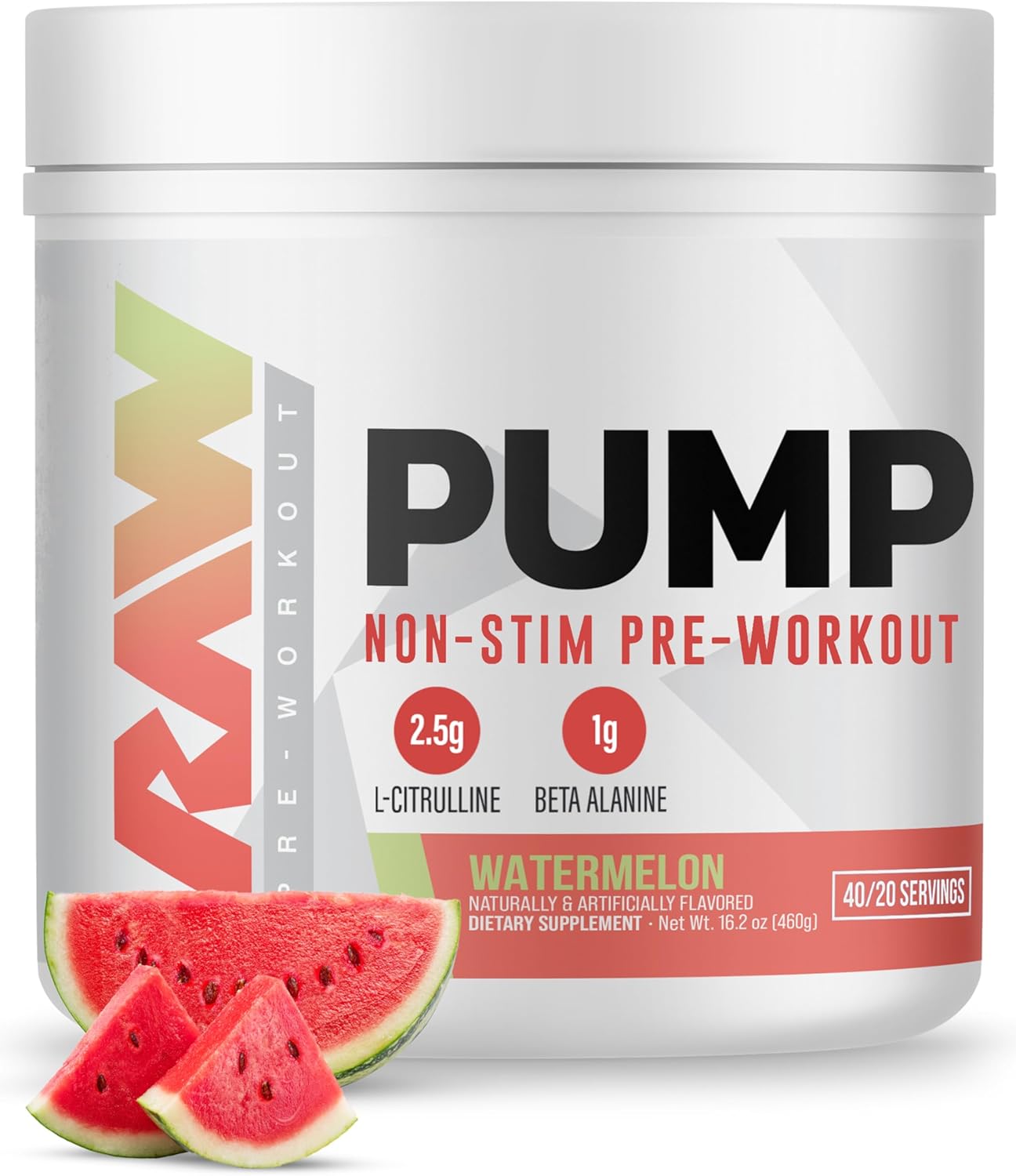 مکمل پری‌ورک‌اوت RAW مدل Pump، 40 وعده، طعم هندوانه