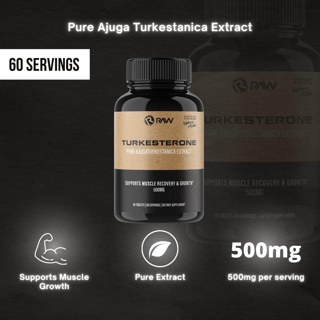 مکمل Turkesterone برای عملکرد ورزشی RAW، 500 میلی‌گرم، 60 کپسول
