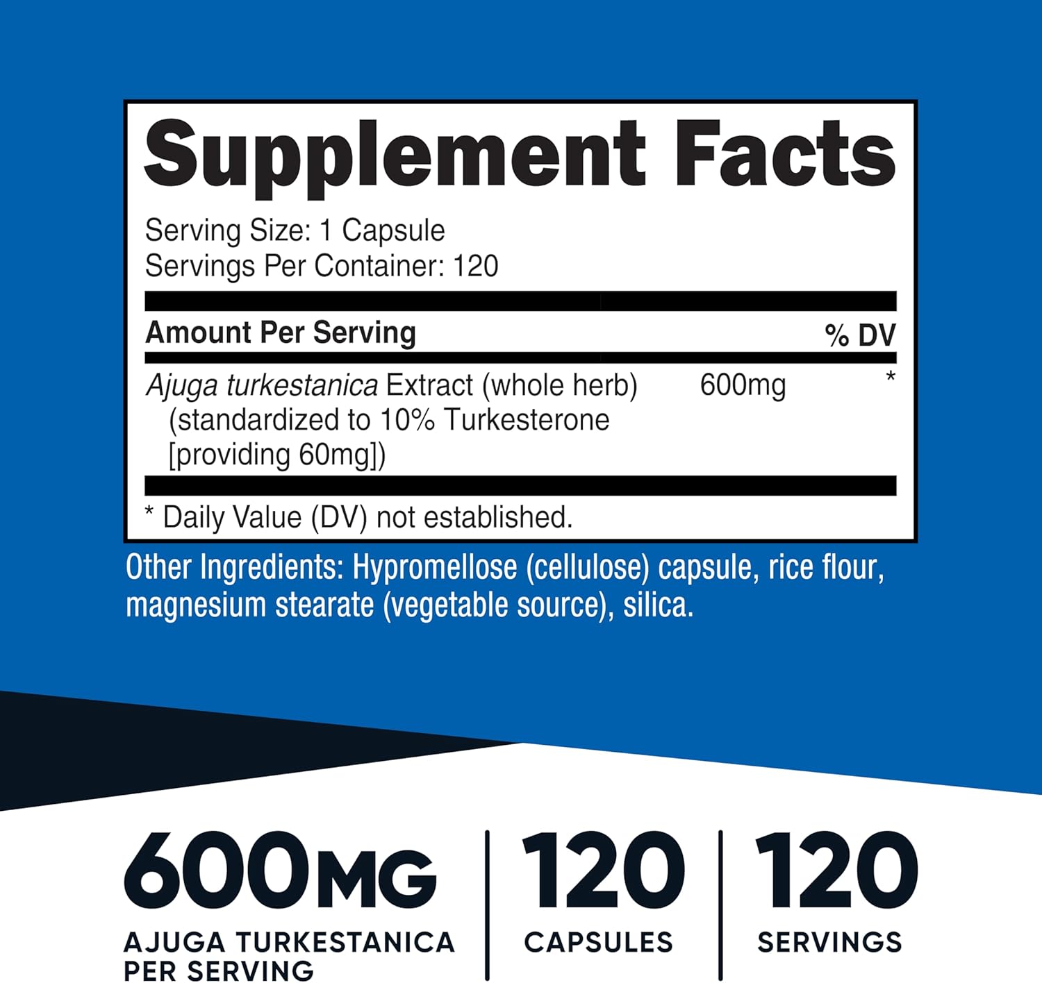 مکمل Turkesterone برای عملکرد ورزشی Nutricost، 600 میلی‌گرم، 120 کپسول