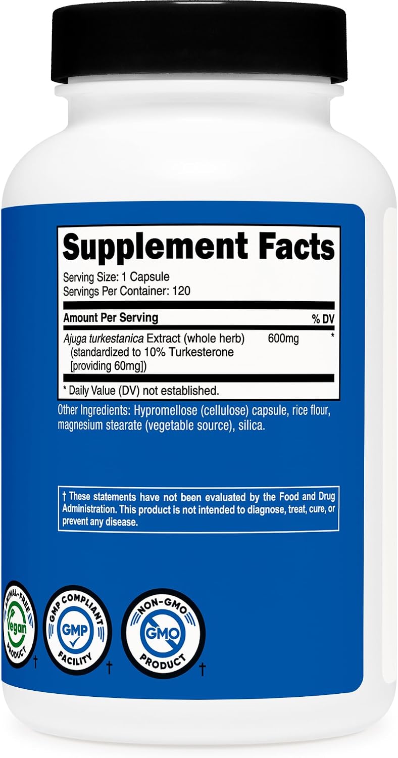 مکمل Turkesterone برای عملکرد ورزشی Nutricost، 600 میلی‌گرم، 120 کپسول