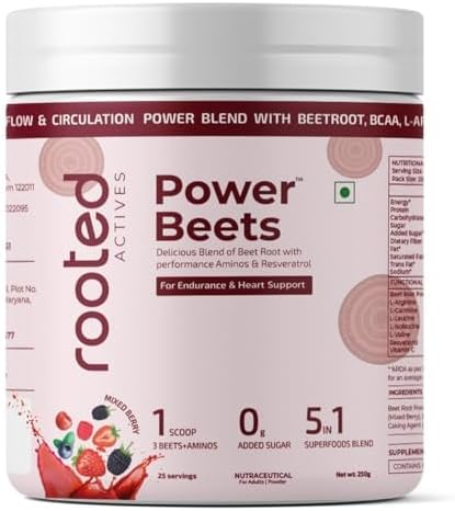 مکمل پری‌ورک‌اوت R ROOTED ACTIVE NATURALS مدل Power Beets، 250 گرم