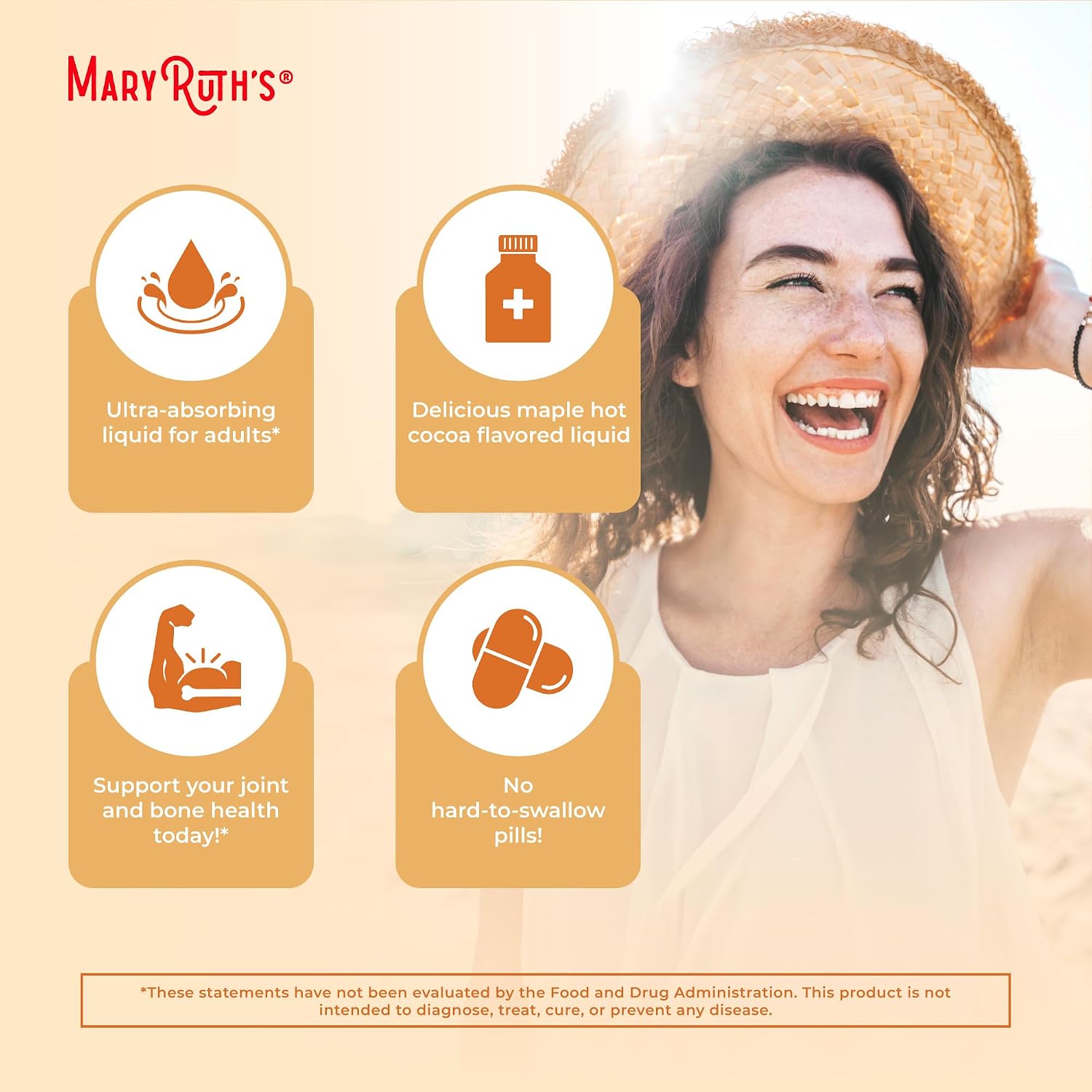 مکمل مایع کلاژن‌ساز MaryRuth Organics مدل Collagen Booster، 7.6 اونس، 250 میلی‌گرم، طعم هات‌چاکلت افرا