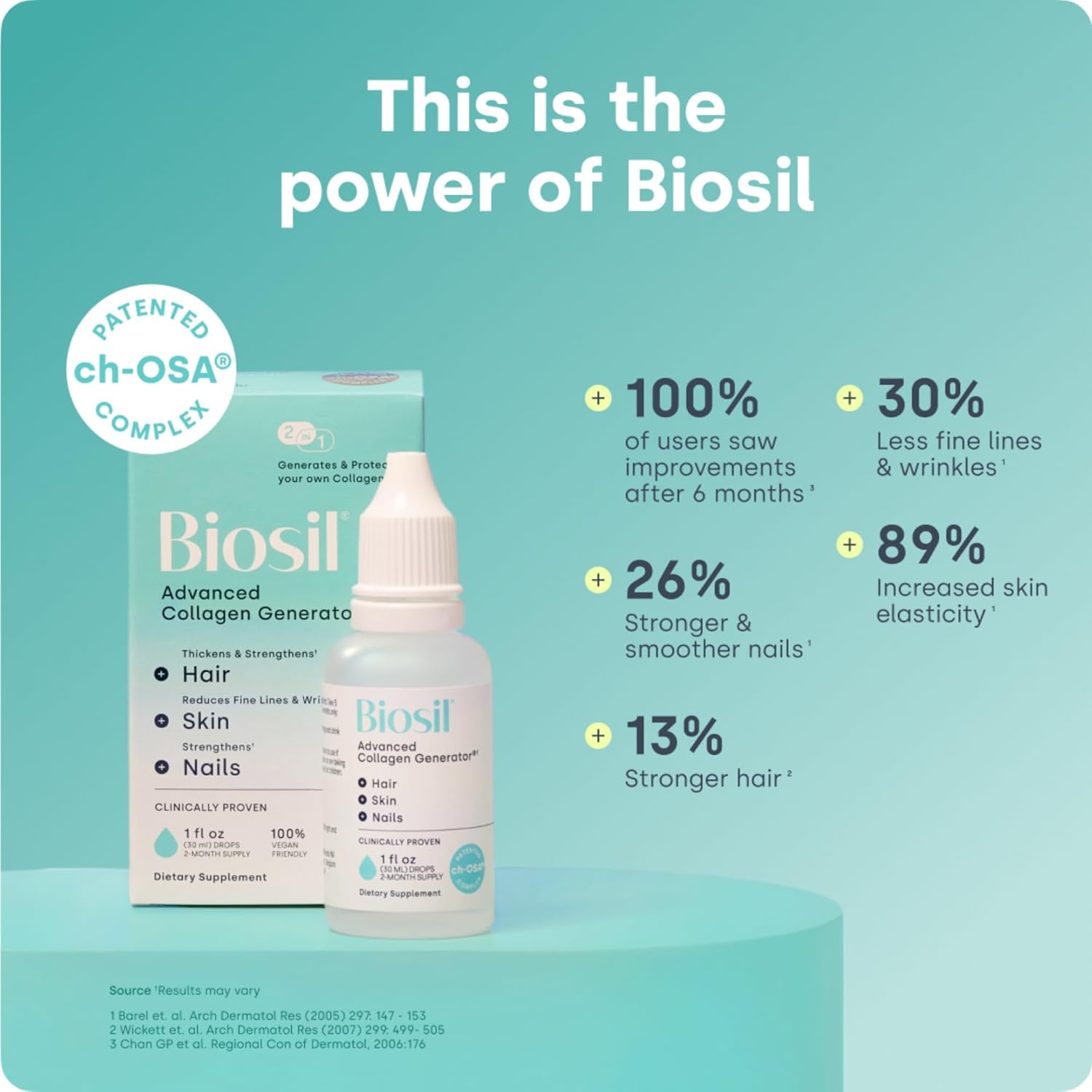 مکمل کلاژن‌ساز پوست، مو و مفاصل Biosil مدل Collagen Booster، 0.5 اونس مایع