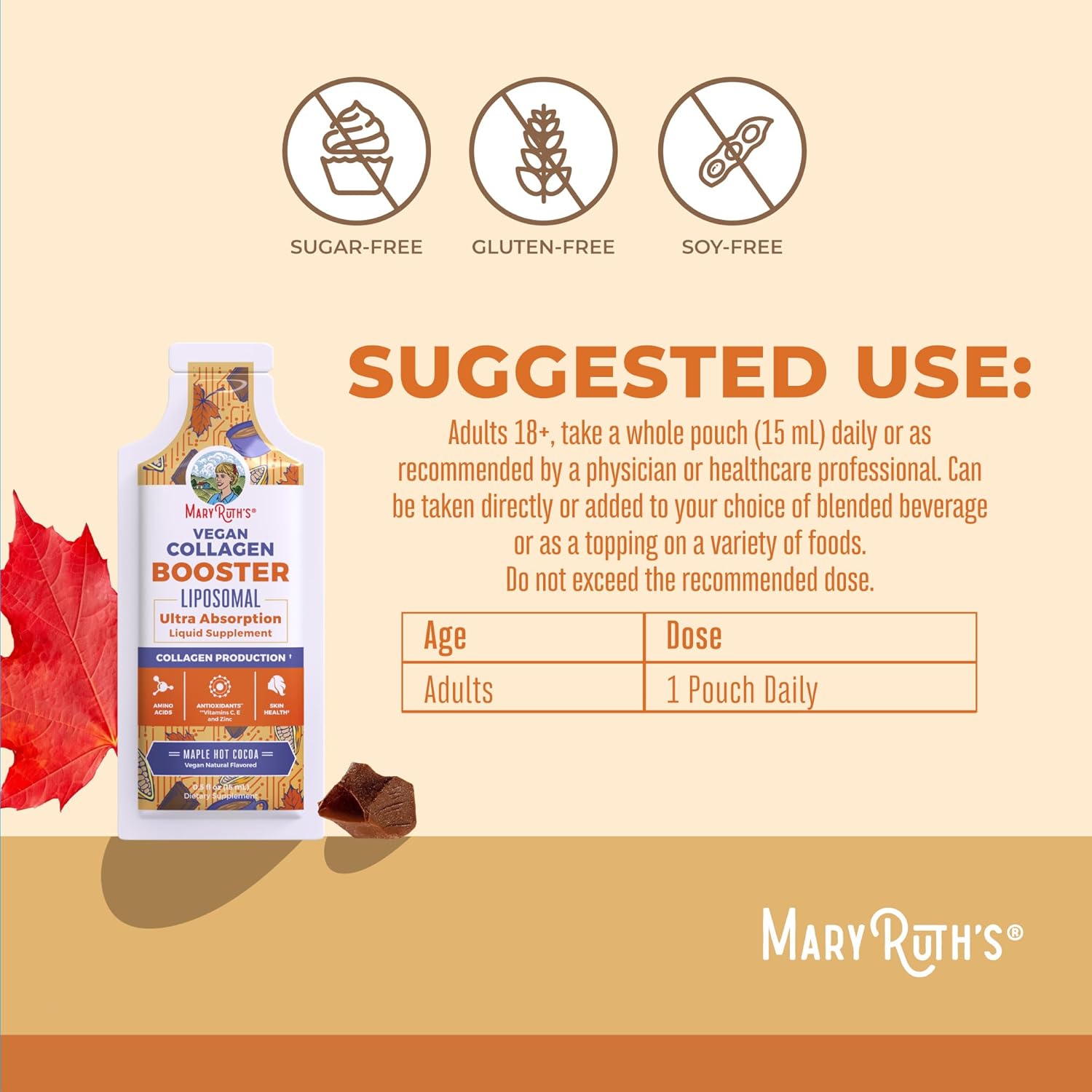 مکمل مایع کلاژن‌ساز MaryRuth Organics مدل Collagen Booster، 0.5 اونس مایع، 14 وعده