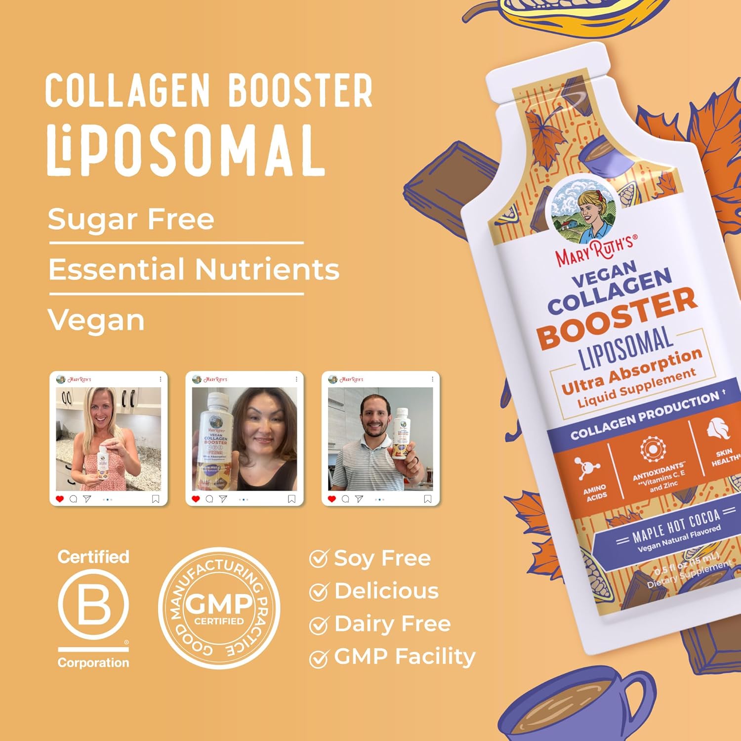 مکمل مایع کلاژن‌ساز MaryRuth Organics مدل Collagen Booster، 0.5 اونس مایع، 14 وعده