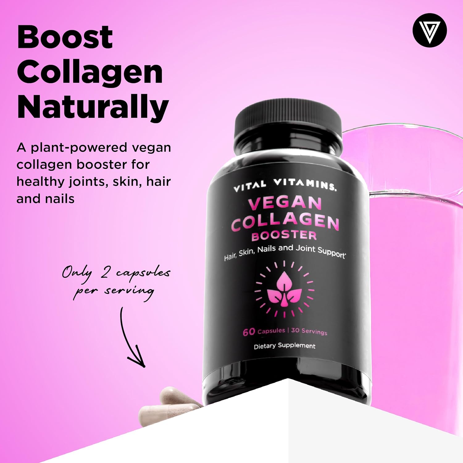 مکمل کلاژن‌ساز پوست، مو و مفاصل Vital Vitamins مدل Collagen Booster، 60 کپسول