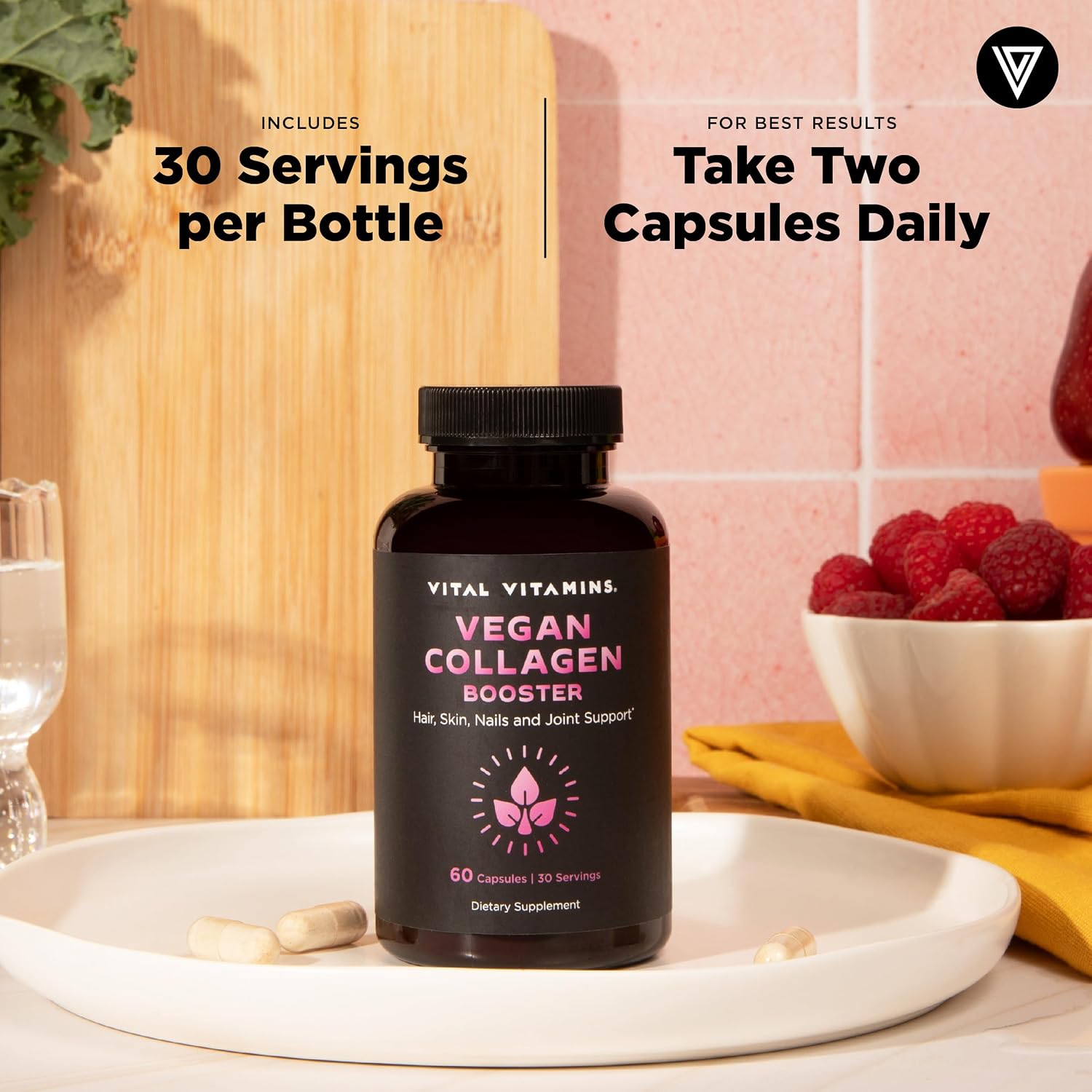 مکمل کلاژن‌ساز پوست، مو و مفاصل Vital Vitamins مدل Collagen Booster، 60 کپسول
