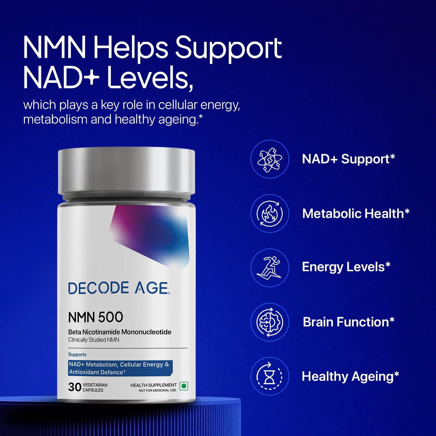 مکمل NMN و پشتیبانی NAD+ Decode Age، 30 کپسول