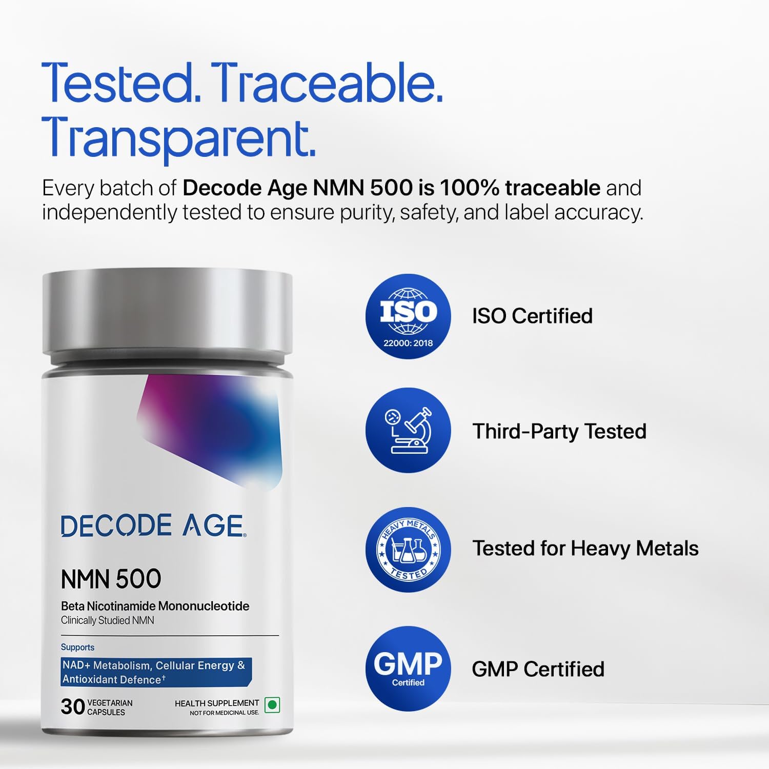 مکمل NMN و پشتیبانی NAD+ Decode Age، 30 کپسول