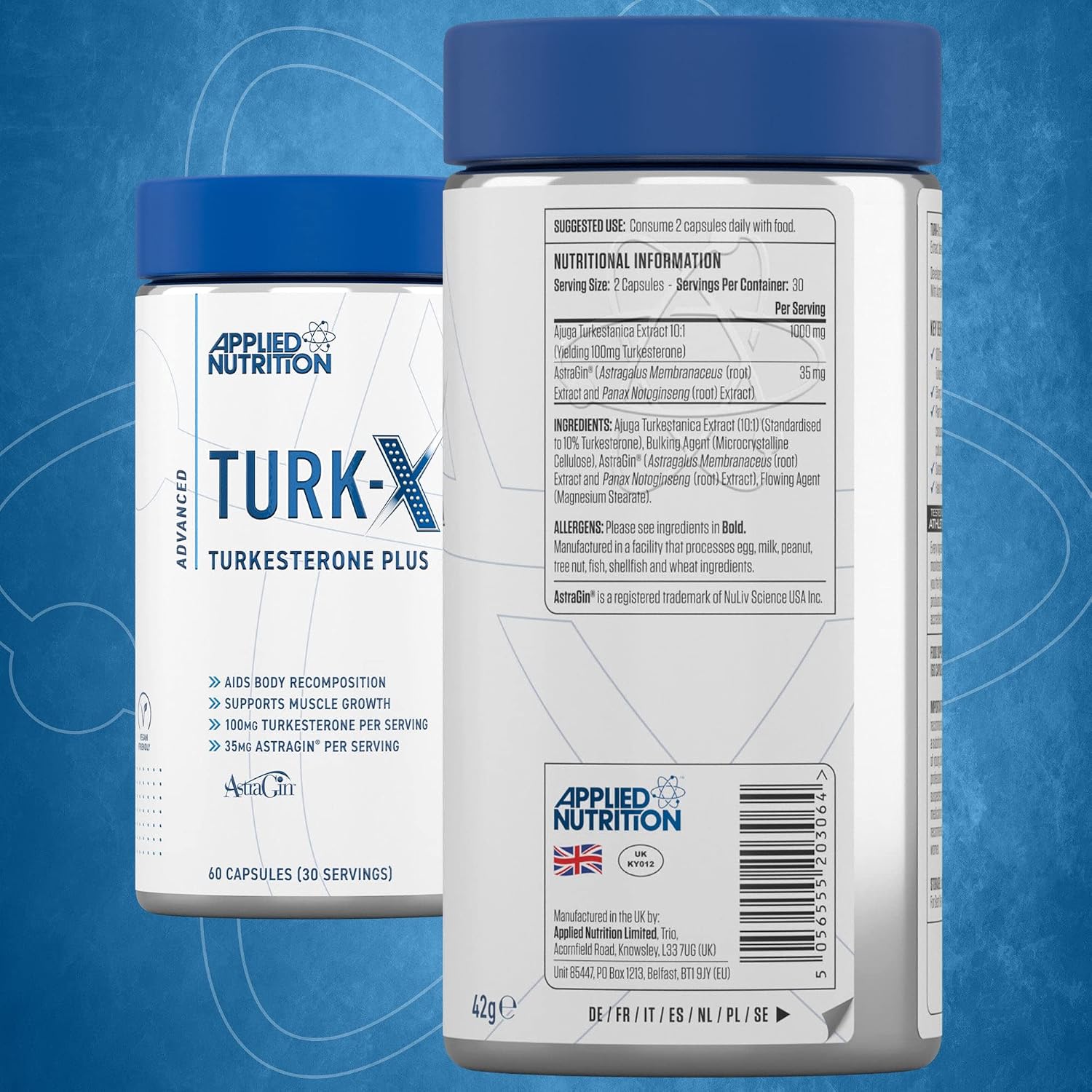 مکمل Turkesterone برای عملکرد ورزشی Applied Nutrition مدل Turk-X، 1000 میلی‌گرم، 60 کپسول