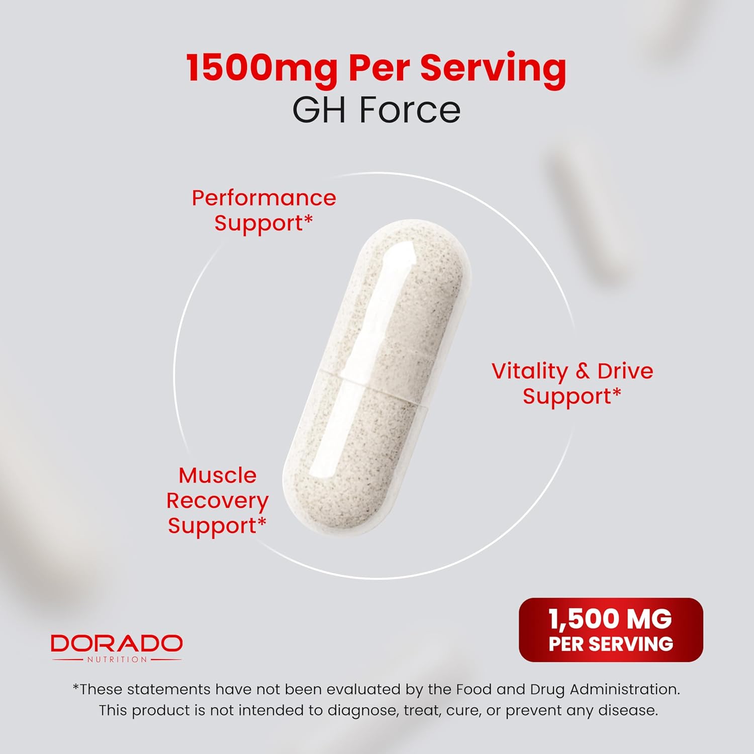 مکمل حمایت از ترشح HGH DORADO NUTRITION، 1500 میلی‌گرم، 120 عدد