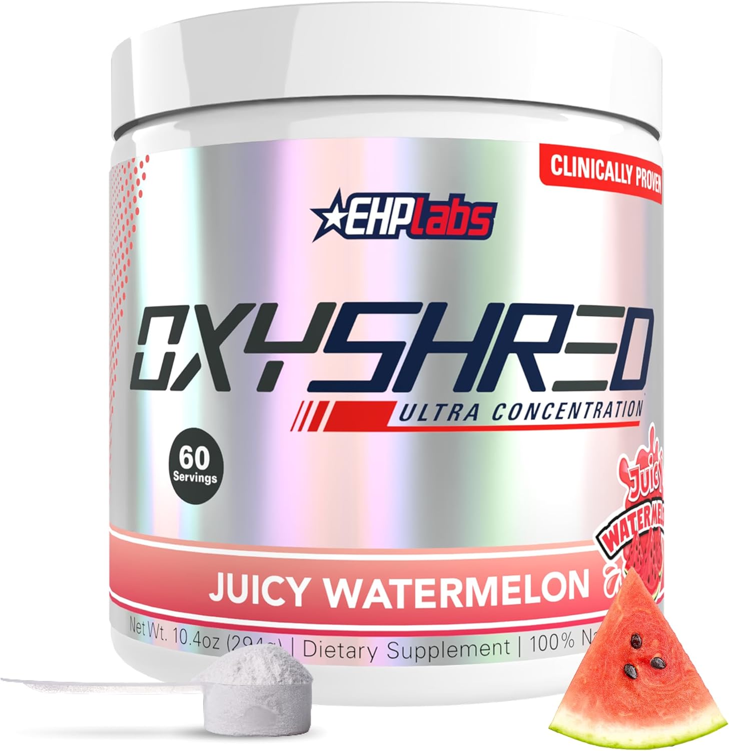 مکمل پری‌ورک‌اوت EHP LABS مدل OxyShred، 60 وعده، طعم هندوانه آبدار