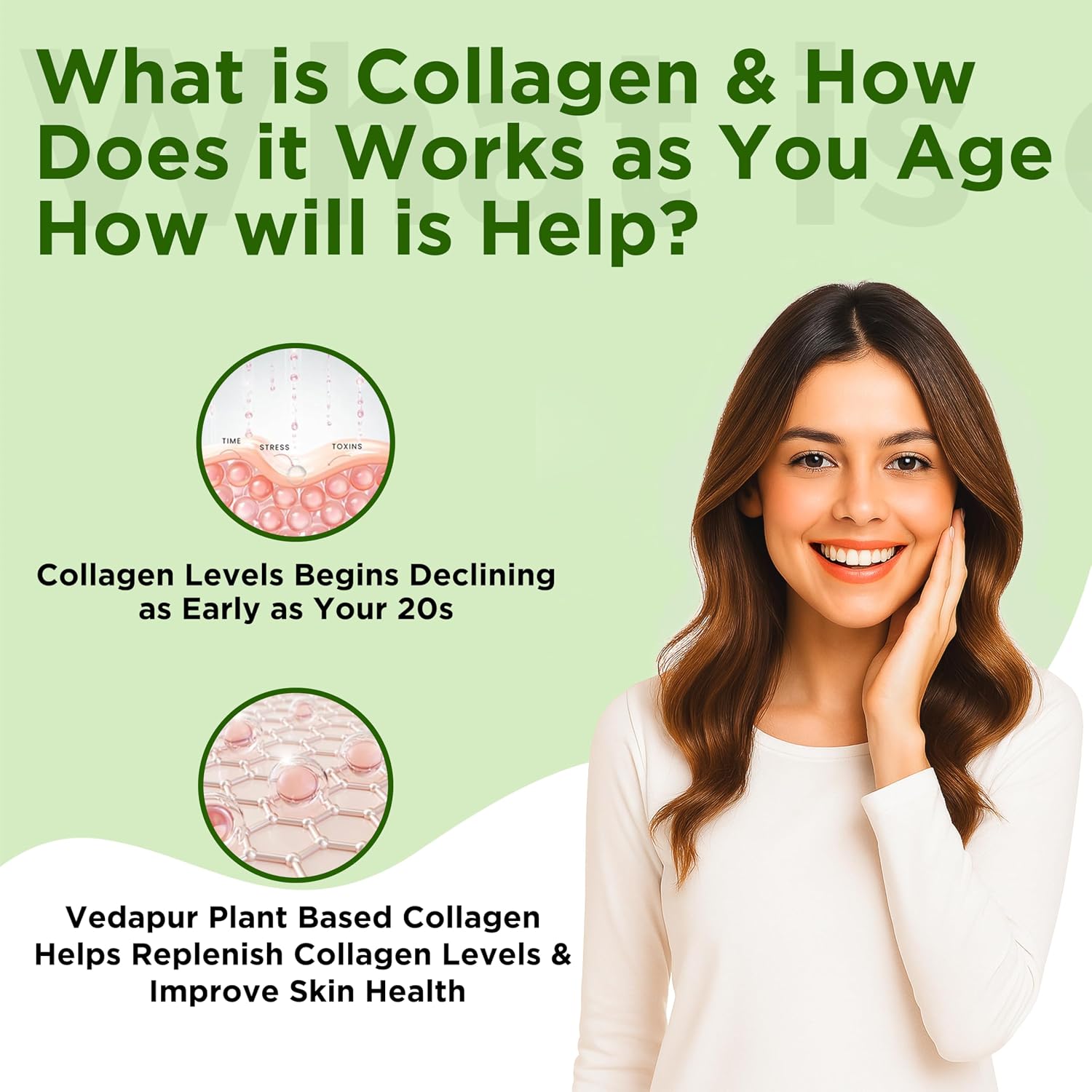 مکمل کلاژن‌ساز پوست، مو و مفاصل VEDAPURE مدل Collagen Booster، 210 گرم، طعم میوه‌های ترکیبی