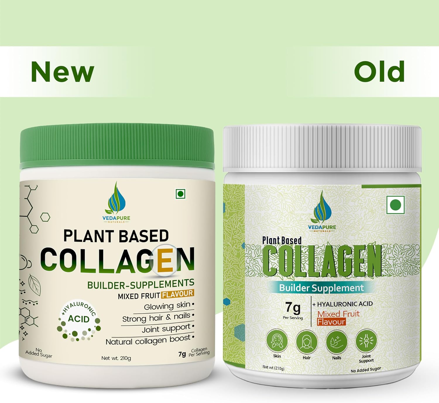 مکمل کلاژن‌ساز پوست، مو و مفاصل VEDAPURE مدل Collagen Booster، 210 گرم، طعم میوه‌های ترکیبی