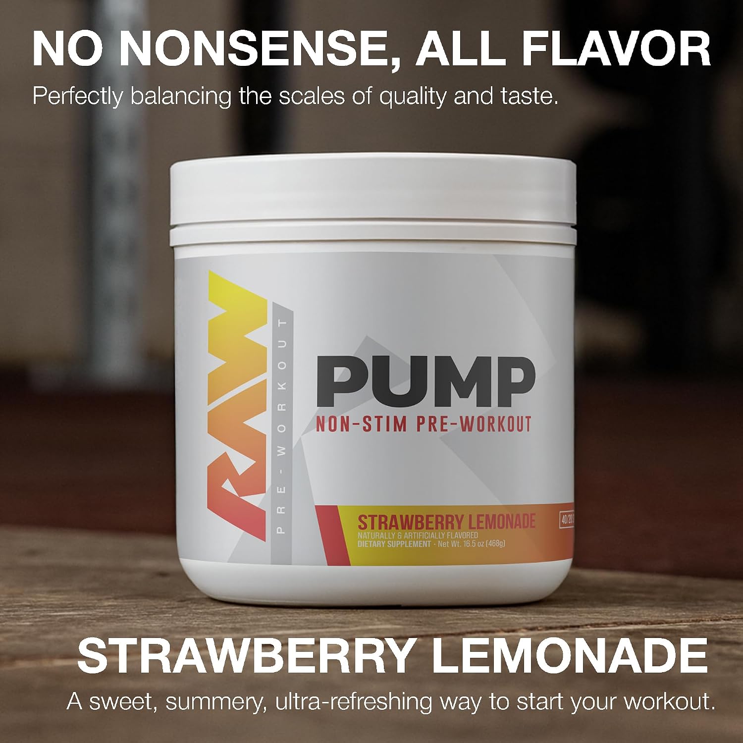 مکمل پری‌ورک‌اوت RAW مدل Pump، 40 وعده، طعم لیموناد توت‌فرنگی