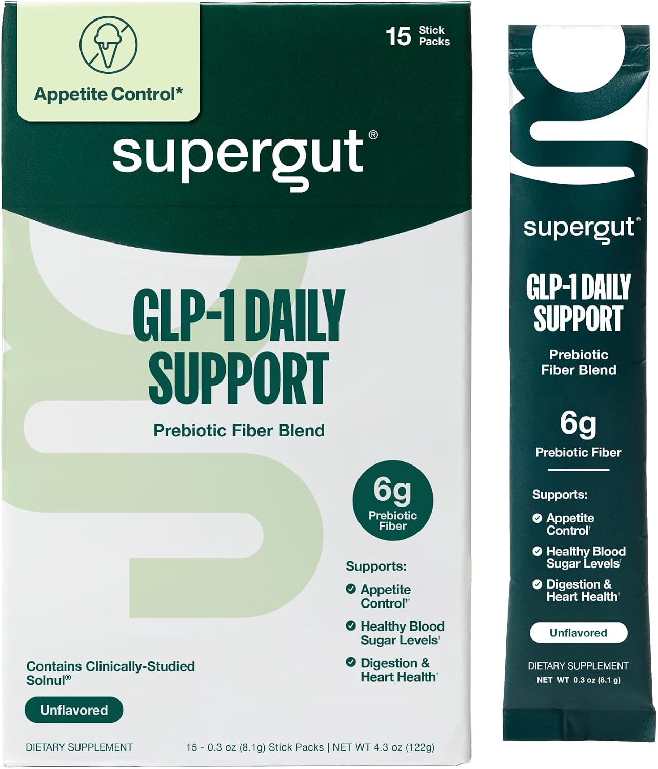 مکمل فیبر و پشتیبانی طبیعی GLP-1 Supergut، 15 وعده