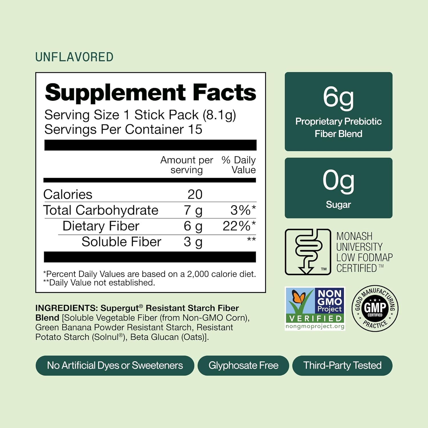 مکمل فیبر و پشتیبانی طبیعی GLP-1 Supergut، 15 وعده
