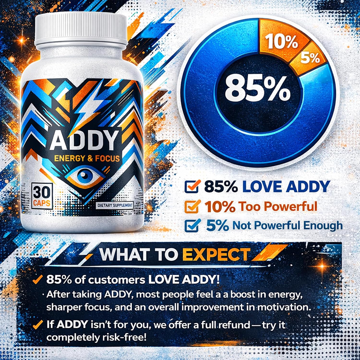 مکمل نوتروپیک حافظه و تمرکز ADDY FOCUS مدل Addy Energy، 30 روز