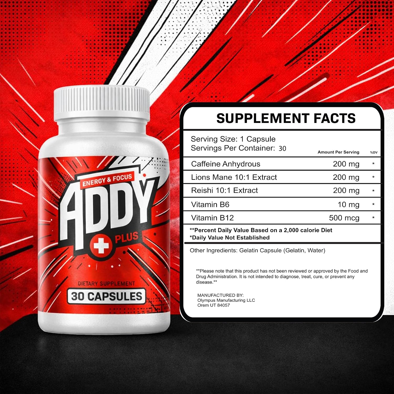 مکمل نوتروپیک حافظه و تمرکز ADDY FOCUS مدل ADDY Plus، 30 عدد