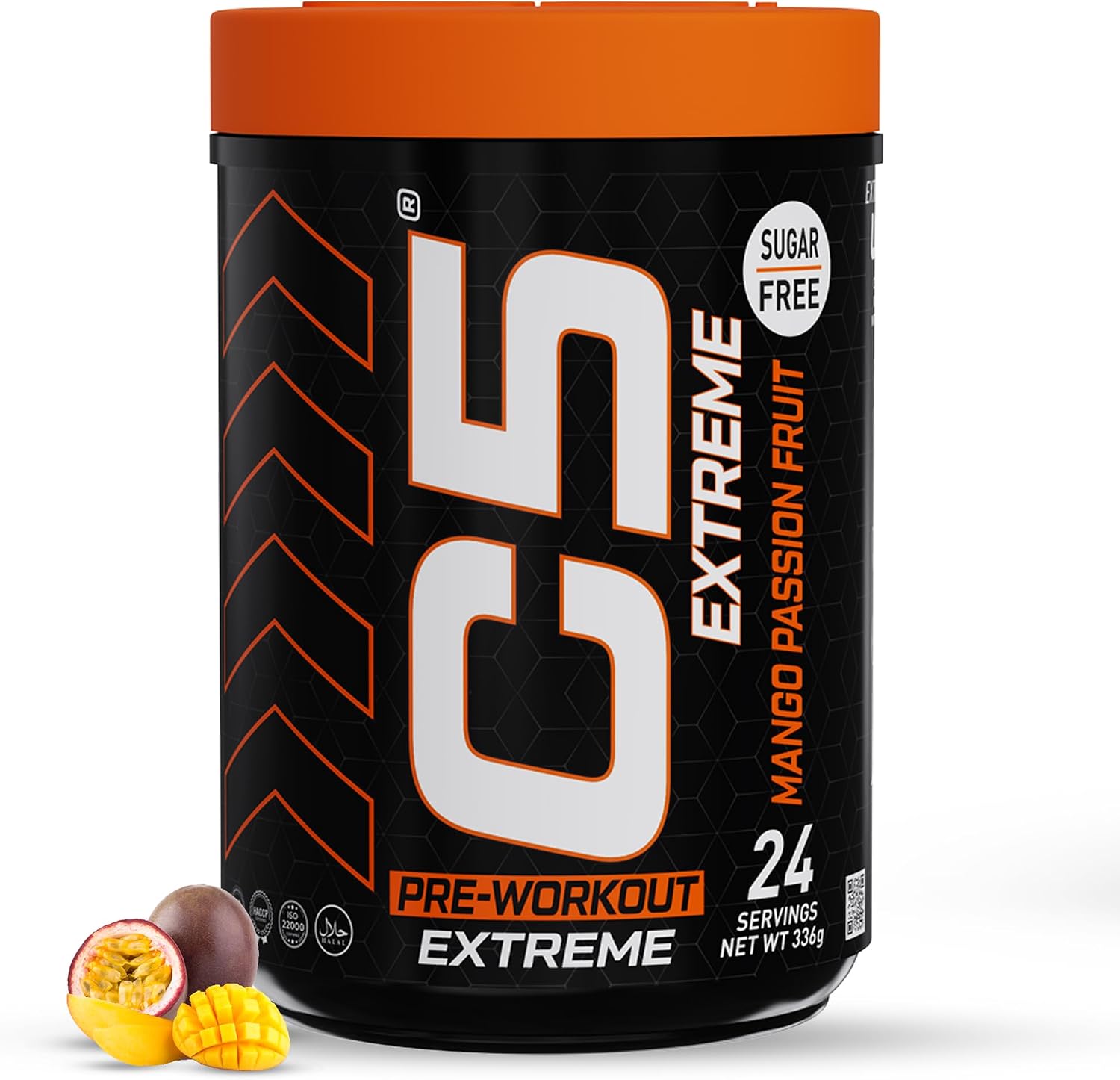 مکمل پری‌ورک‌اوت C5 مدل Extreme، 200 میلی‌گرم، 24 وعده، طعم انبه و پشن‌فروت