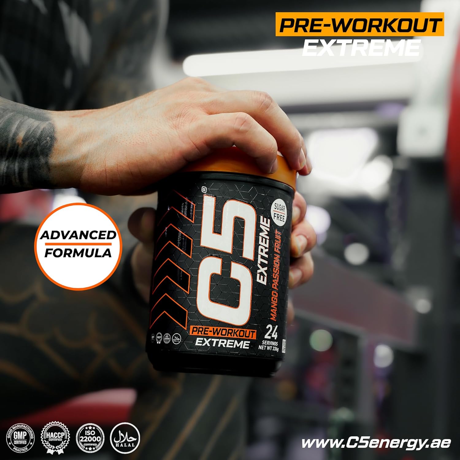 مکمل پری‌ورک‌اوت C5 مدل Extreme، 200 میلی‌گرم، 24 وعده، طعم انبه و پشن‌فروت
