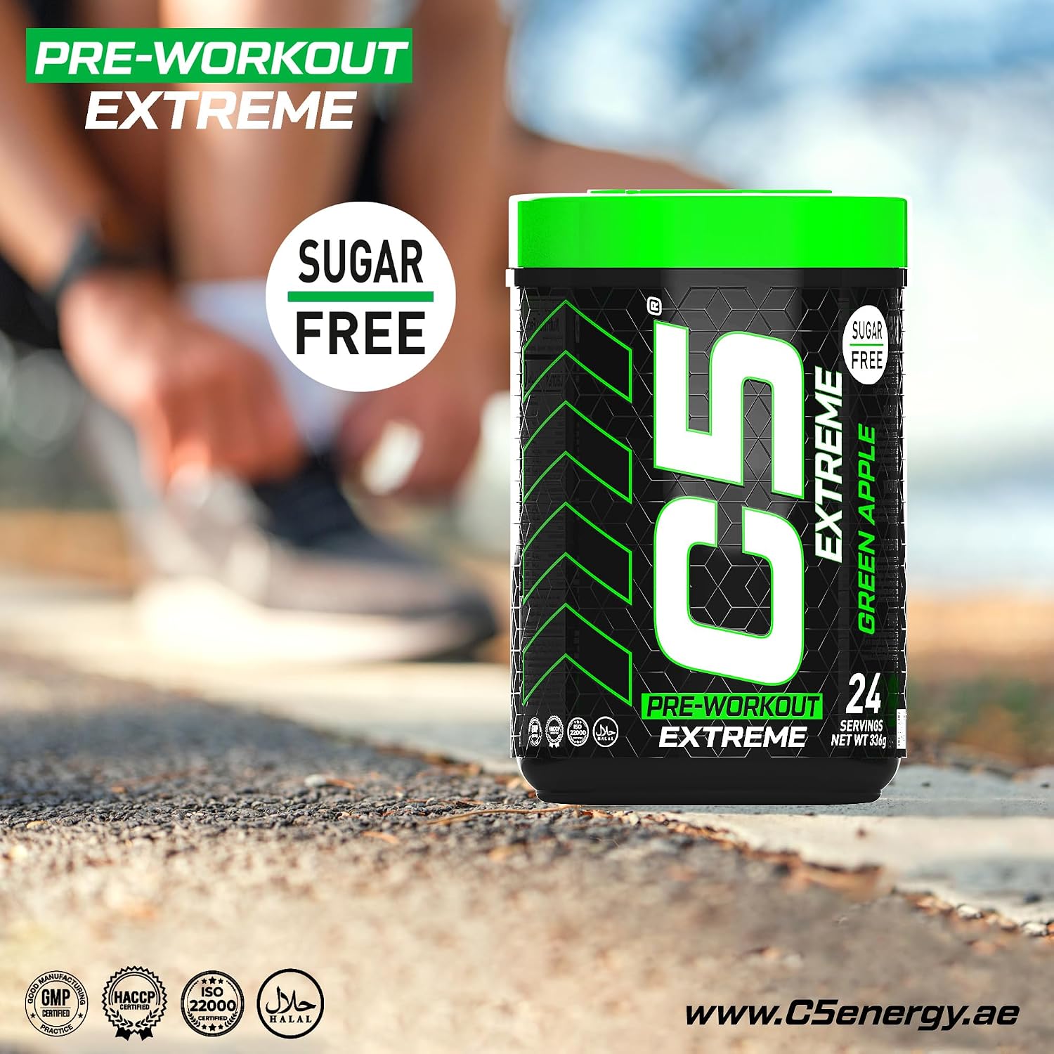 مکمل پری‌ورک‌اوت C5 مدل Extreme، 200 میلی‌گرم، 24 وعده، طعم سیب سبز