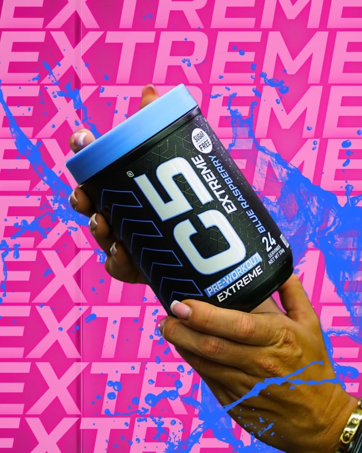 مکمل پری‌ورک‌اوت C5 مدل Extreme، 200 میلی‌گرم، 24 وعده، طعم تمشک آبی