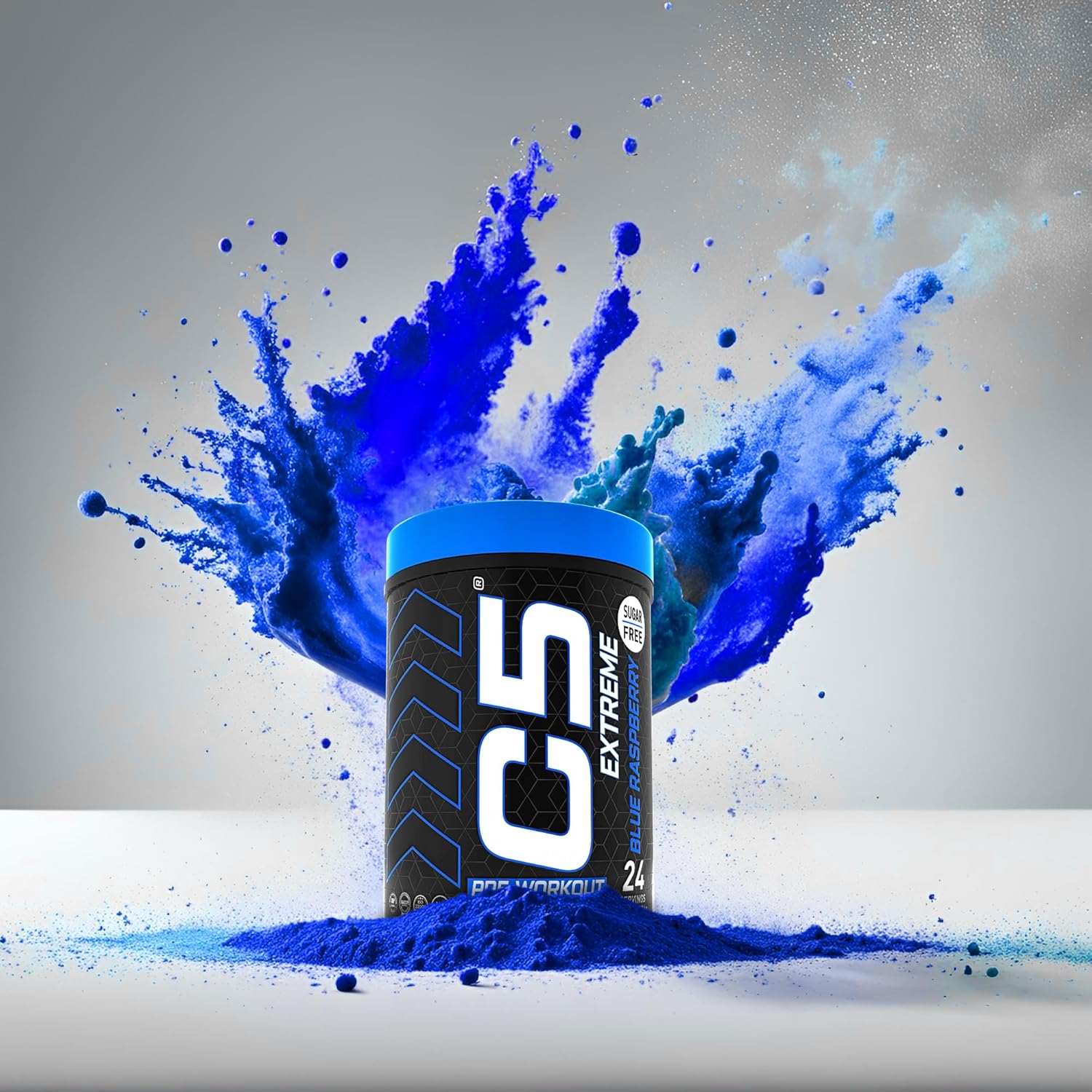 مکمل پری‌ورک‌اوت C5 مدل Extreme، 200 میلی‌گرم، 24 وعده، طعم تمشک آبی