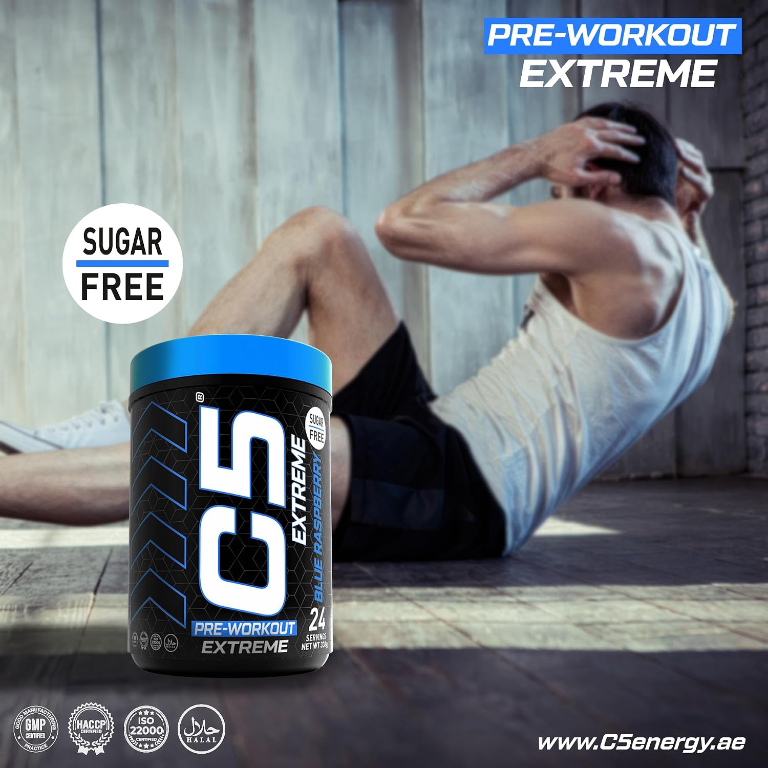 مکمل پری‌ورک‌اوت C5 مدل Extreme، 200 میلی‌گرم، 24 وعده، طعم تمشک آبی