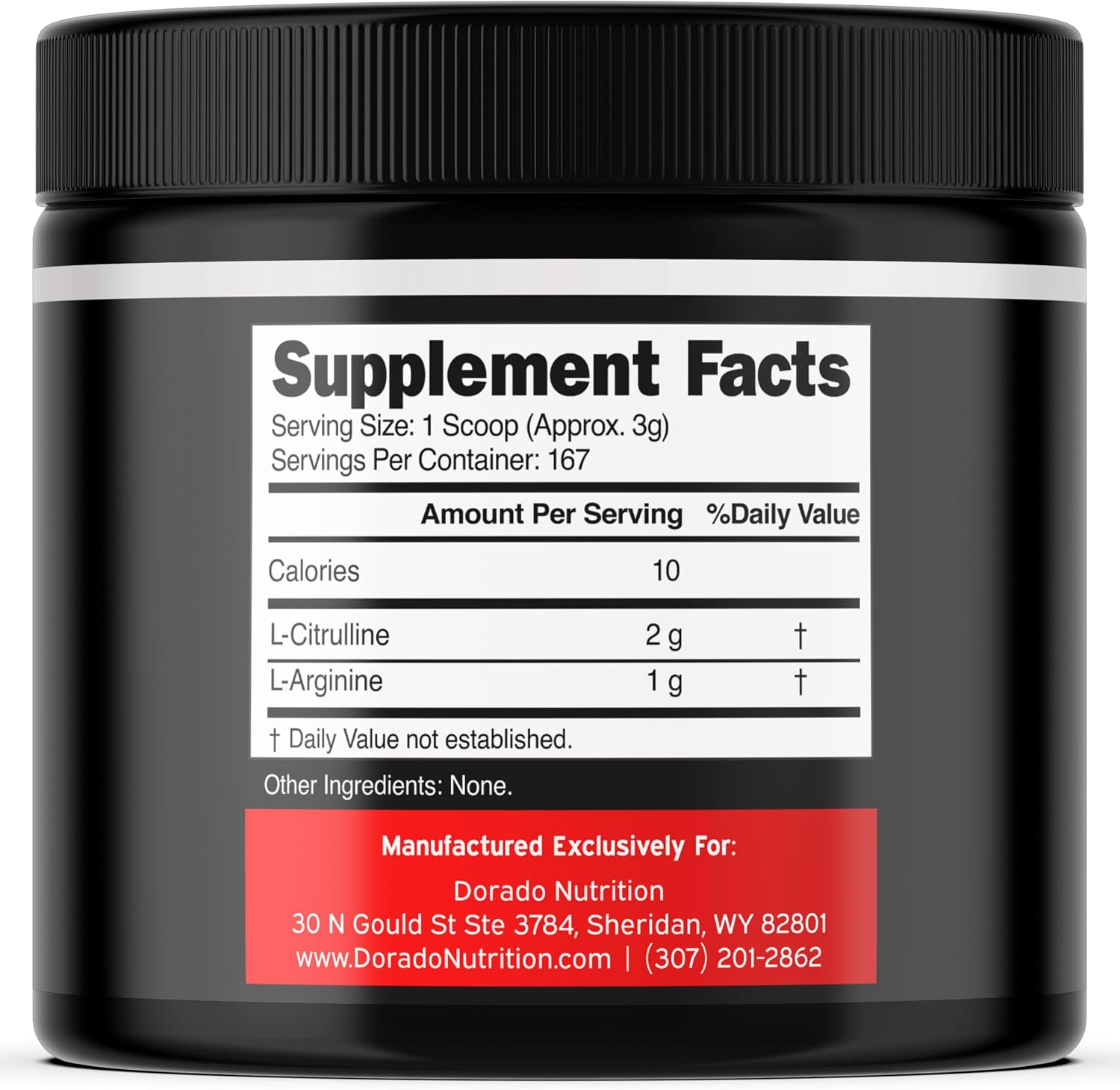 پودر L-Arginine و تقویت نیتریک اکساید DORADO NUTRITION، 3 گرم
