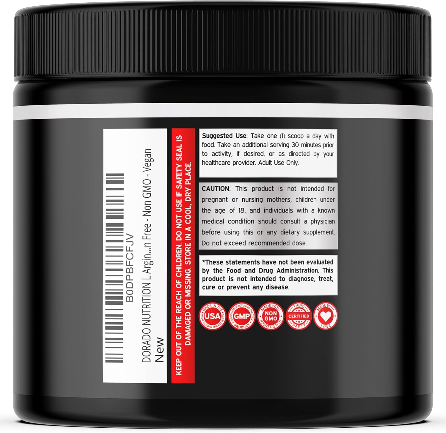 پودر L-Arginine و تقویت نیتریک اکساید DORADO NUTRITION، 3 گرم