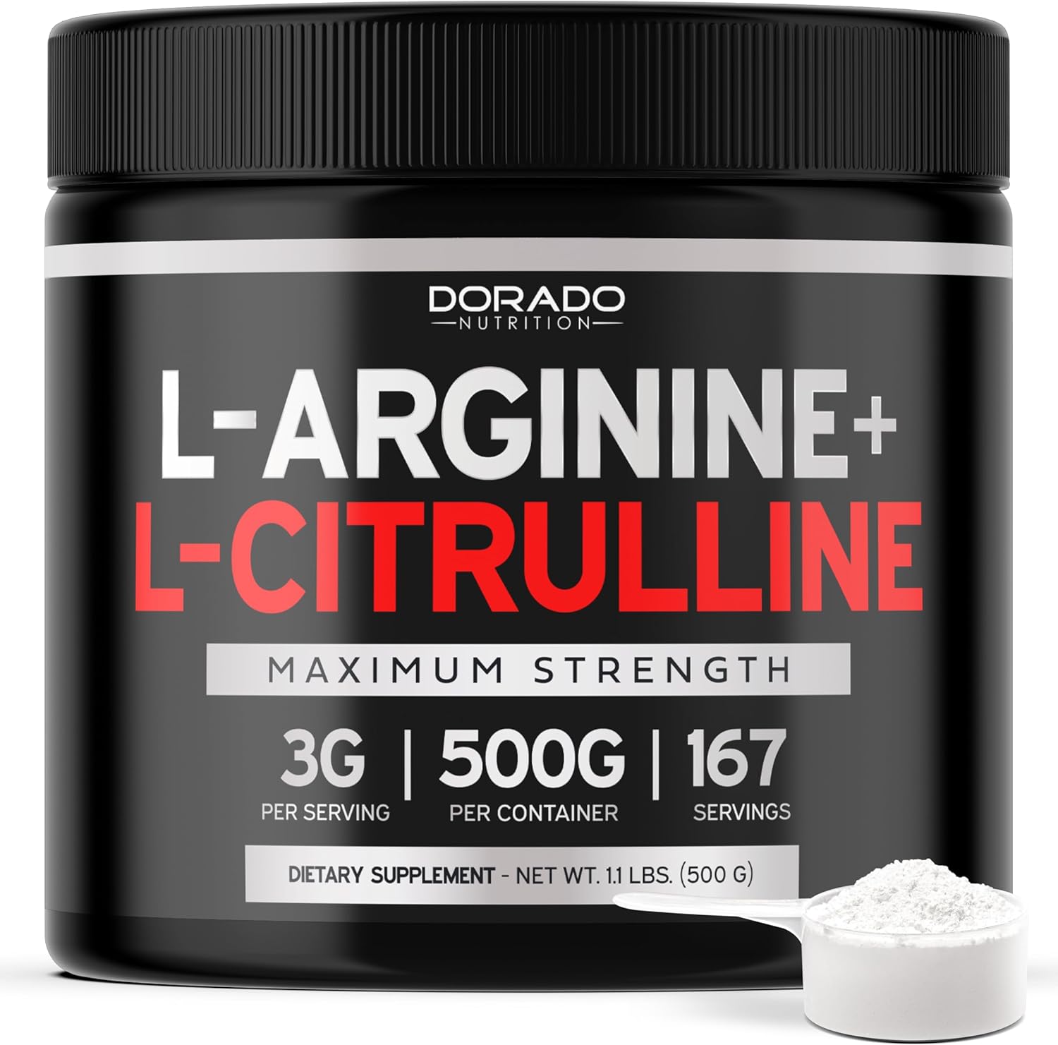 پودر L-Arginine و تقویت نیتریک اکساید DORADO NUTRITION، 3 گرم