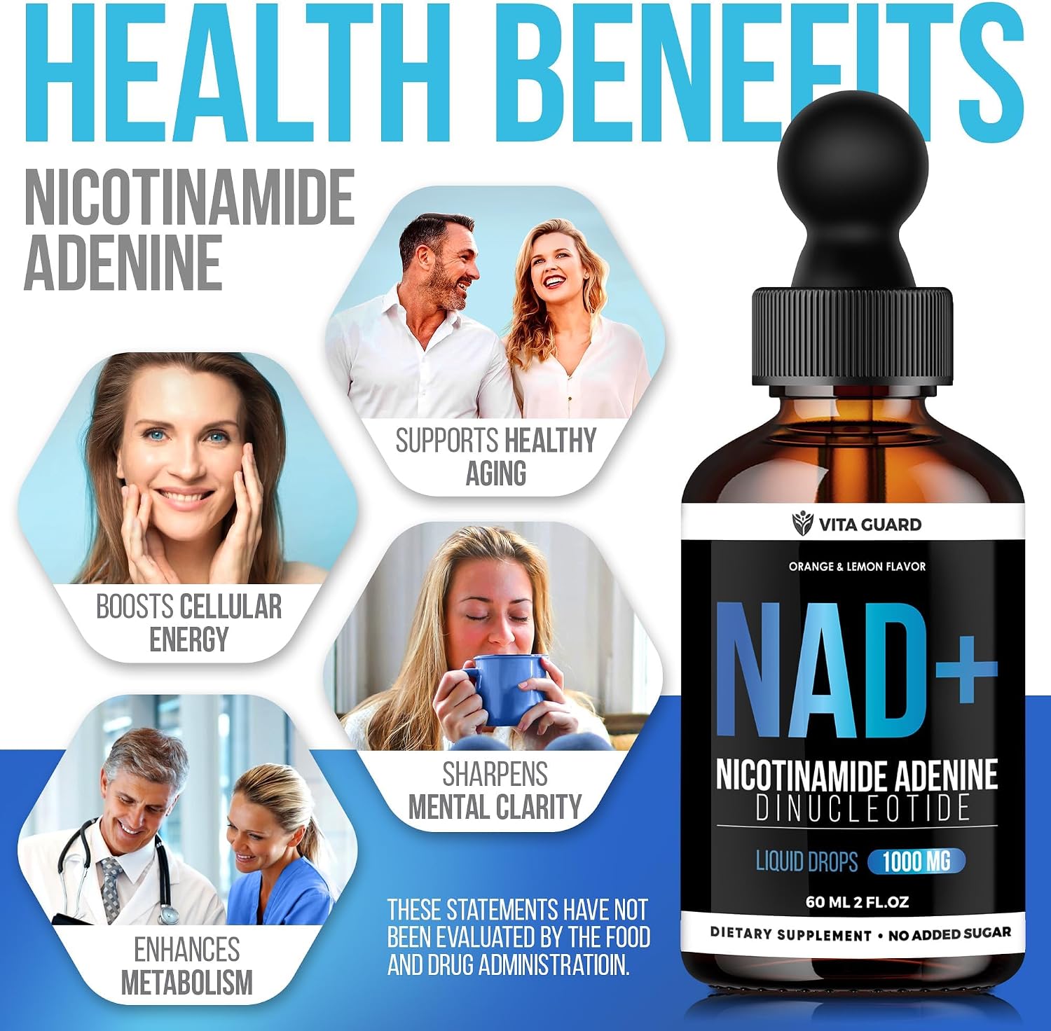 مکمل NAD+ و انرژی سلولی Vita Guard، 1000 میلی‌گرم