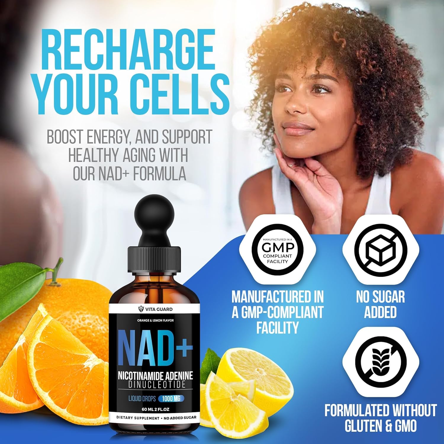 مکمل NAD+ و انرژی سلولی Vita Guard، 1000 میلی‌گرم