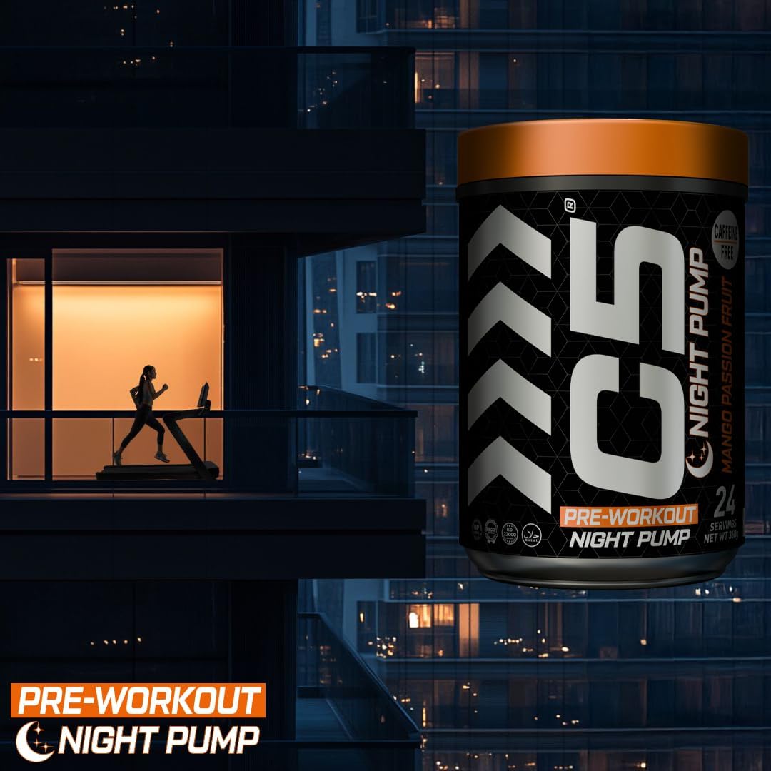 پری‌ورک‌اوت بدون کافئین C5 مدل Night، 24 وعده، طعم پشن‌فروت و انبه