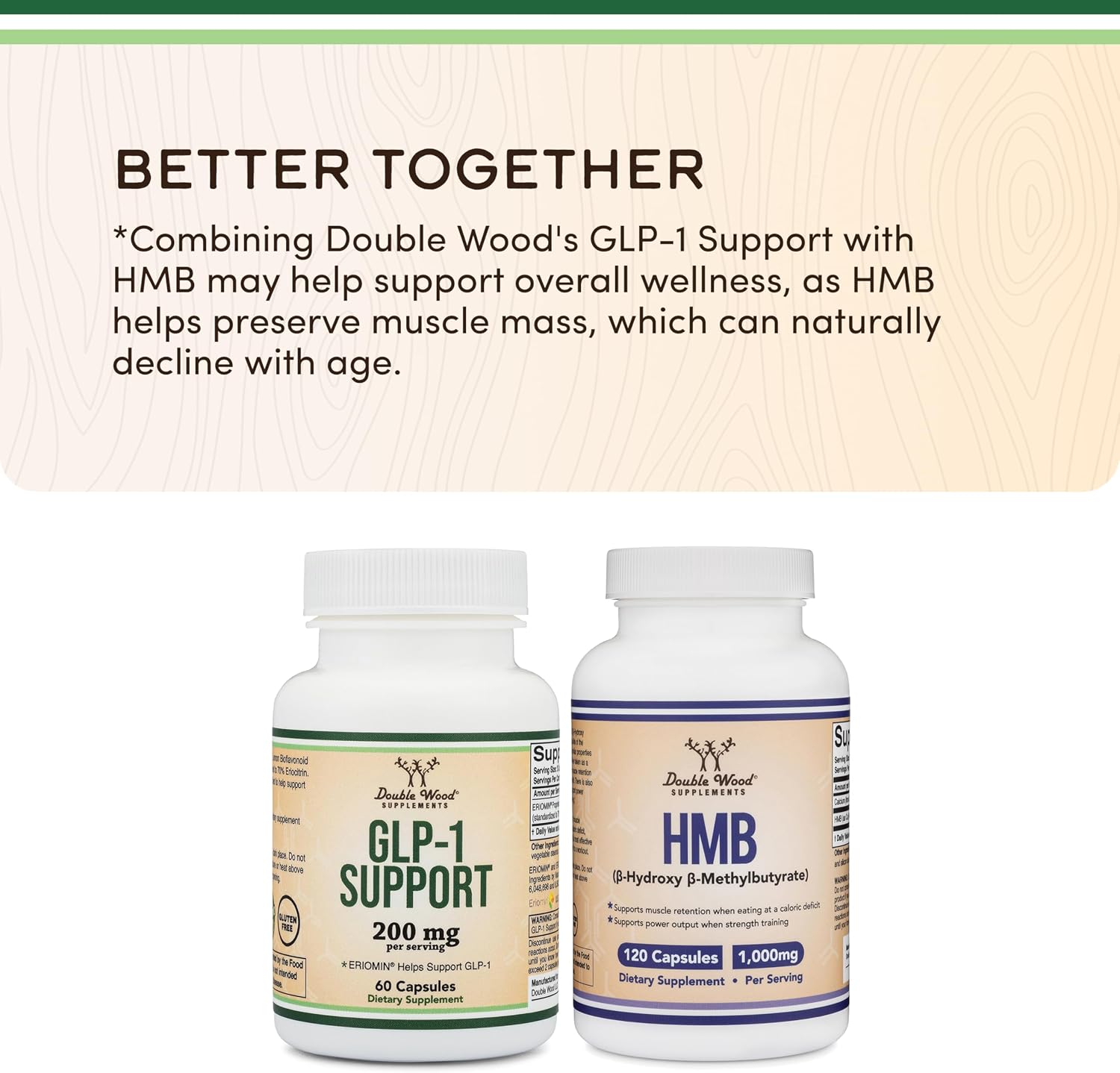 مکمل فیبر و پشتیبانی طبیعی GLP-1 Double Wood Supplements، 200 میلی‌گرم، 30 وعده
