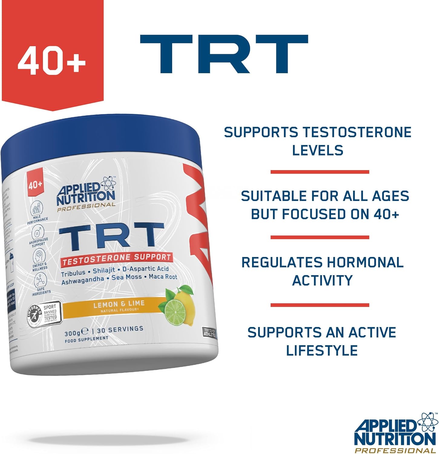 مکمل تقویت عملکرد مردان Applied Nutrition، 300 گرم، 30 وعده، طعم پرتقال